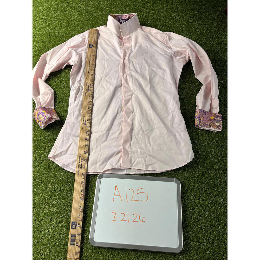 Essex Classics Riding Shirt Womens Light Pink Button-Up Shirt with Paisley Cuffs